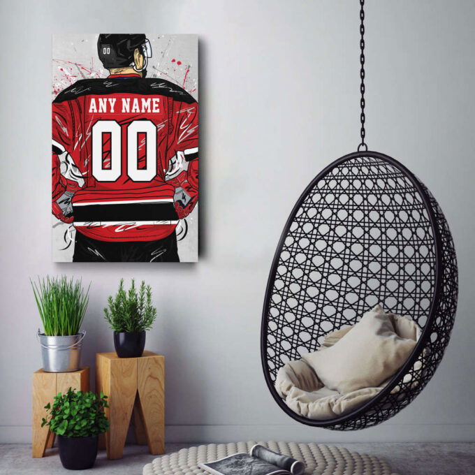 New Jersey Devils Jersey NHL Personalized Jersey Custom Name and Number Canvas Wall Art Home Decor Framed Poster Man Cave Gift