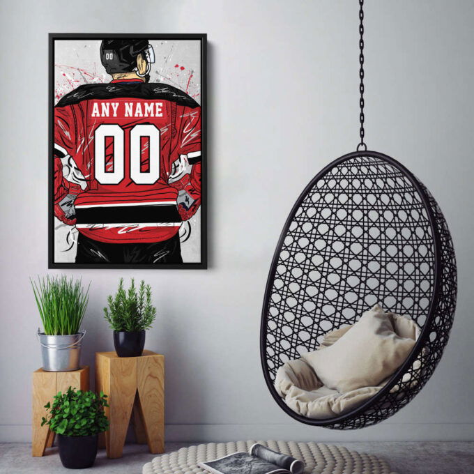 New Jersey Devils Jersey NHL Personalized Jersey Custom Name and Number Canvas Wall Art Home Decor Framed Poster Man Cave Gift