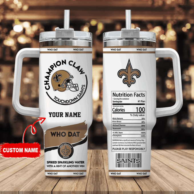 New Orleans Saints Champion Claw NFL Personalized Stanley Tumbler 40Oz Gift for Fans