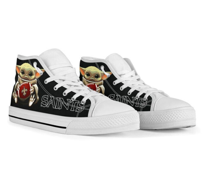 New Orleans Saints High Top Sneakers Custom Shoes For Fans Cute Baby Yoda