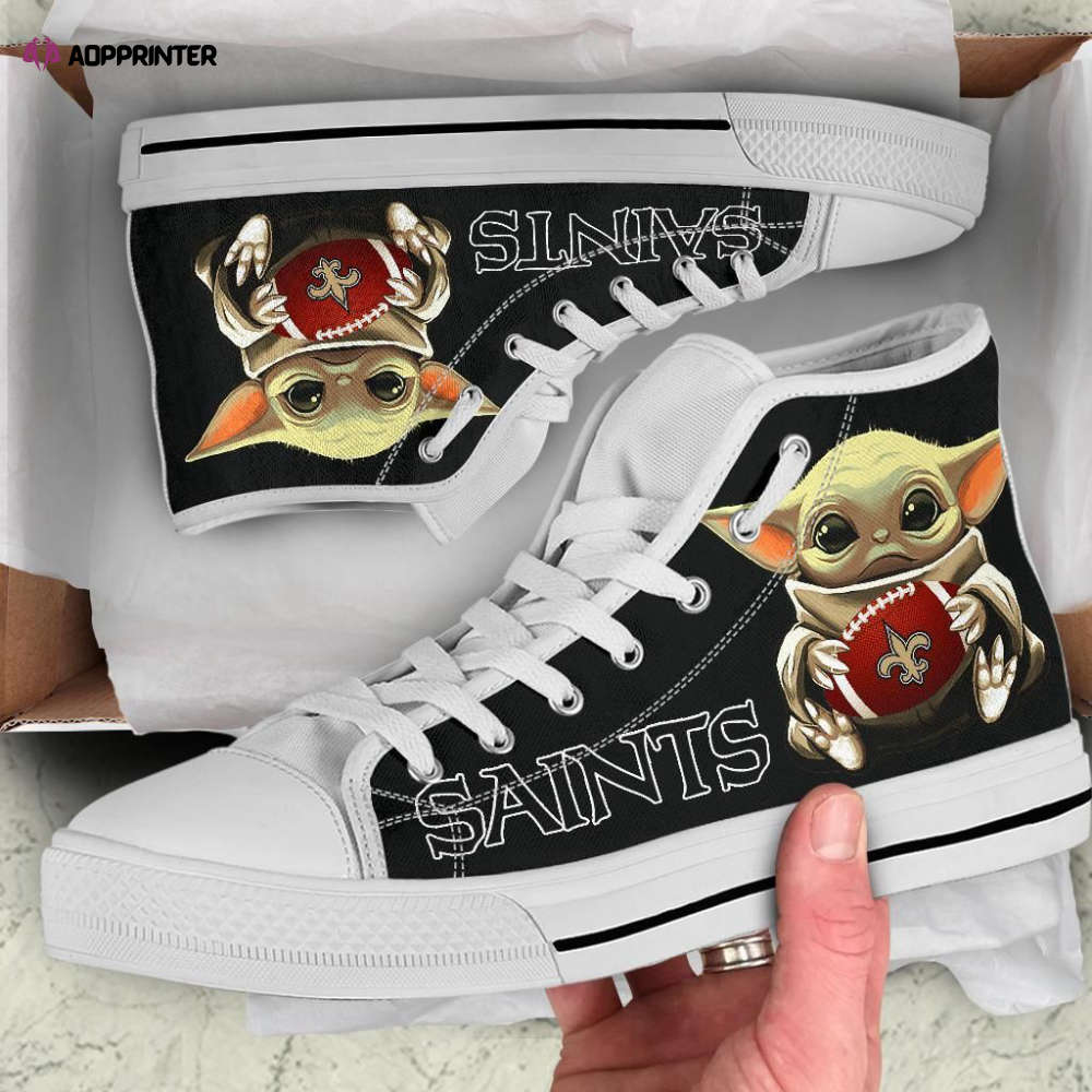 New Orleans Saints High Top Sneakers Custom Shoes For Fans Cute Baby Yoda New Orleans Saints High Top Sneakers Custom Shoes For Fans Cute Baby Yoda