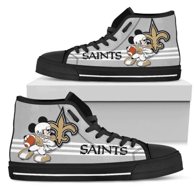 New Orleans Saints High Top Sneakers Custom Shoes For Fans Mickey