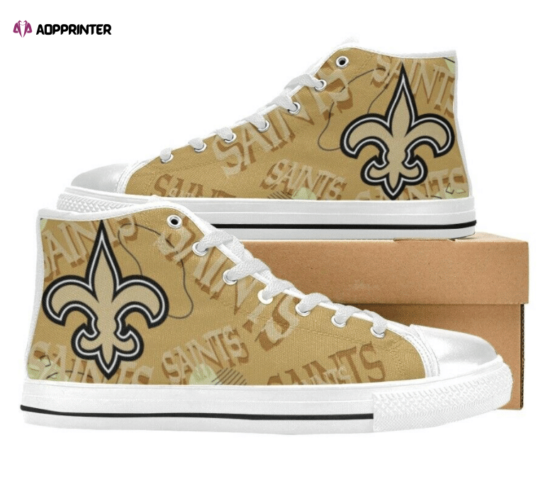 New Orleans Saints NFL Football Custom Canvas High Top Shoes New Orleans Saints NFL Football Custom Canvas High Top Shoes