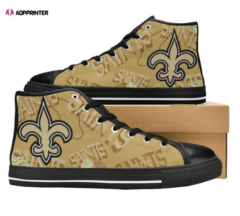 New Orleans Saints NFL Football Custom Canvas High Top Shoes New Orleans Saints NFL Football Custom Canvas High Top Shoes