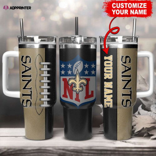 Cart 4 New Orleans Saints NFL Football Custom Name 40oz Stanley Tumbler Gift for Fans