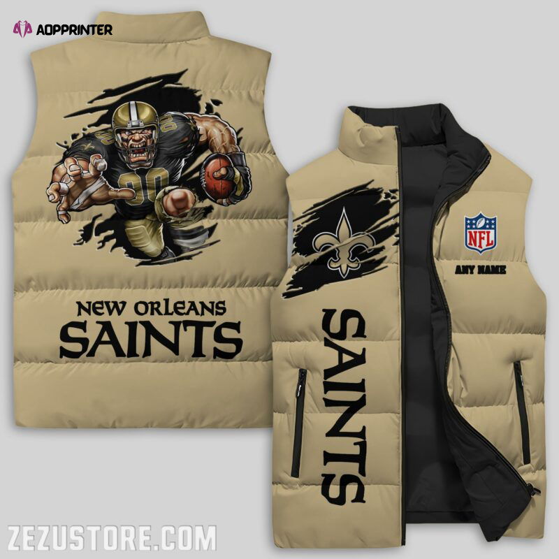 New Orleans Saints NFL Sleeveless Puffer Jacket Custom For Fans Gifts New Orleans Saints NFL Sleeveless Puffer Jacket Custom For Fans Gifts