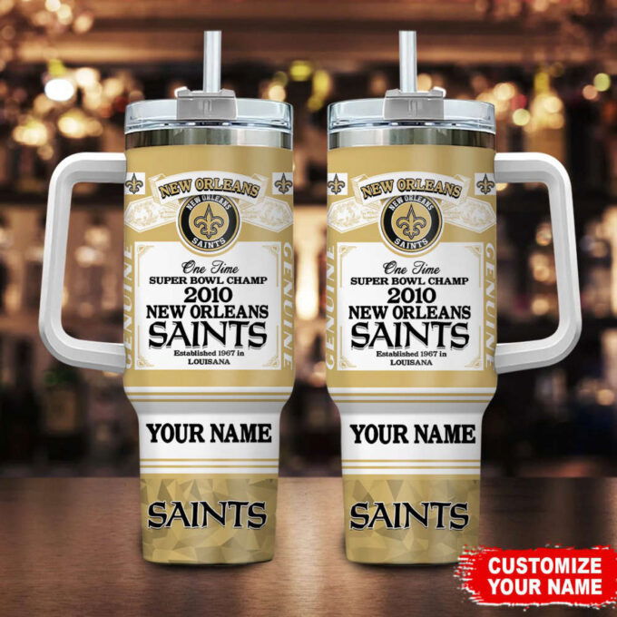 New Orleans Saints NFL Super Bowl Champs Pride Personalized Stanley Tumbler 40Oz Gift for Fans