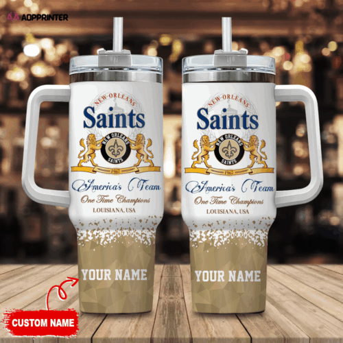 New Orleans Saints Personalized NFL Champions Modelo 40oz Stanley Tumbler Gift for Fans