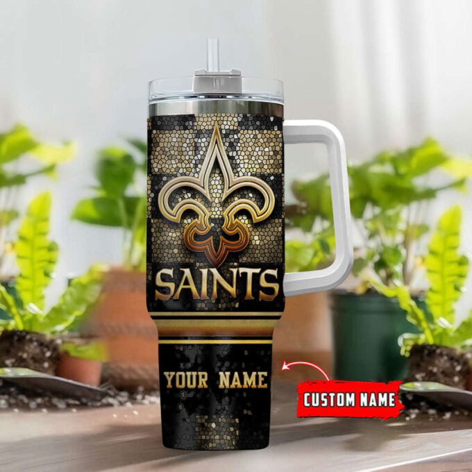 New Orleans Saints Personalized NFL Glitter 40oz Stanley Tumbler Gift for Fans