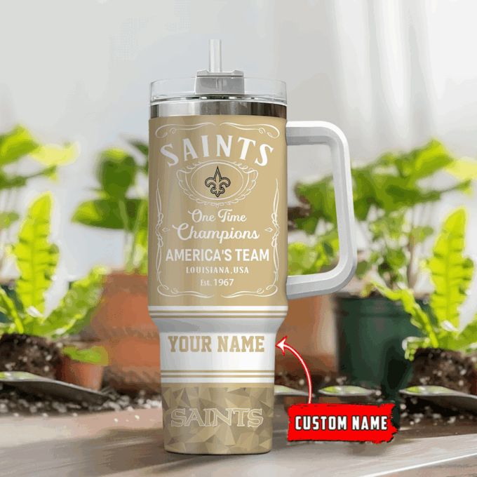 New Orleans Saints Personalized NFL Jack Daniel’s 40oz Stanley Tumbler Gift for Fans