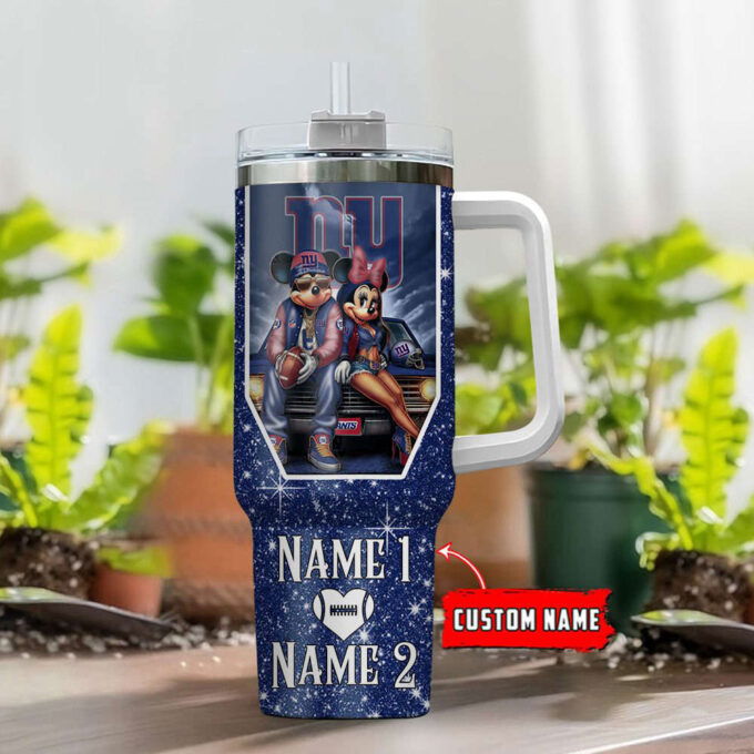 New York Giants NFL Mickey And Minnie Couple 40oz Stanley Tumbler Custom Name Gift for Fans