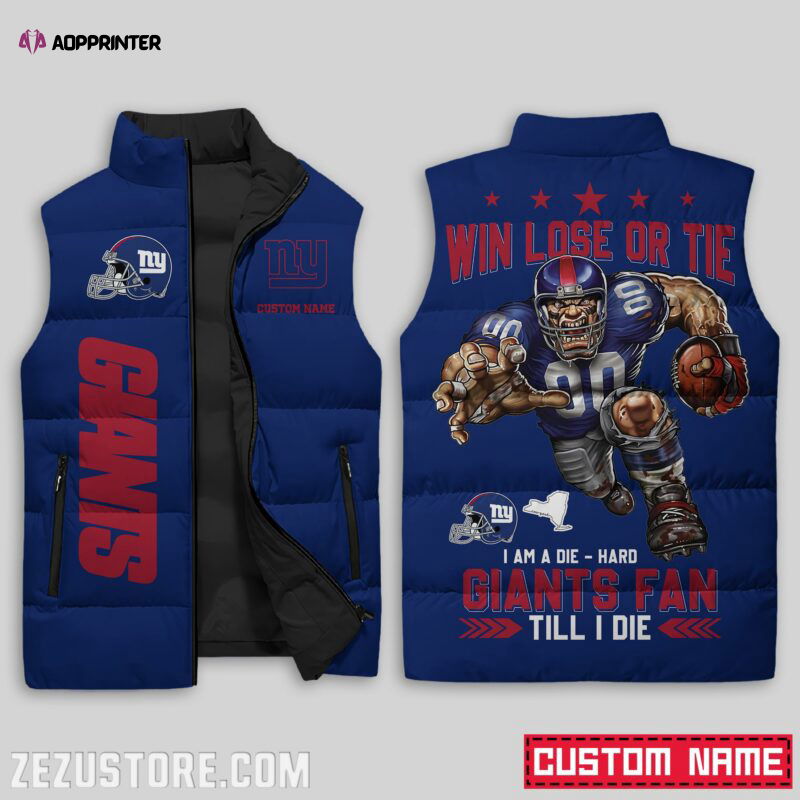 New York Giants NFL Sleeveless Puffer Jacket Custom For Fans Gifts New York Giants NFL Sleeveless Puffer Jacket Custom For Fans Gifts