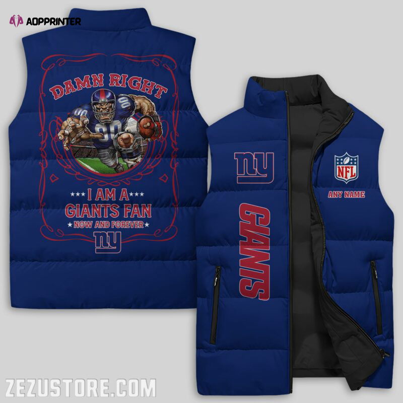 New York Giants NFL Sleeveless Puffer Jacket Custom For Fans Gifts New York Giants NFL Sleeveless Puffer Jacket Custom For Fans Gifts