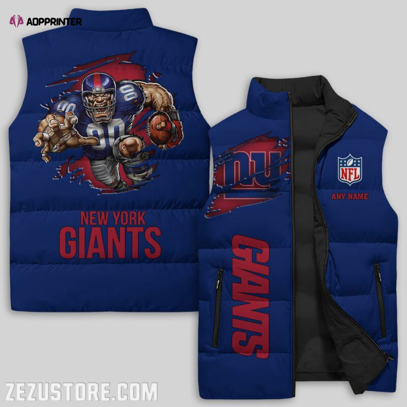 New York Giants NFL Sleeveless Puffer Jacket Custom For Fans Gifts New York Giants NFL Sleeveless Puffer Jacket Custom For Fans Gifts
