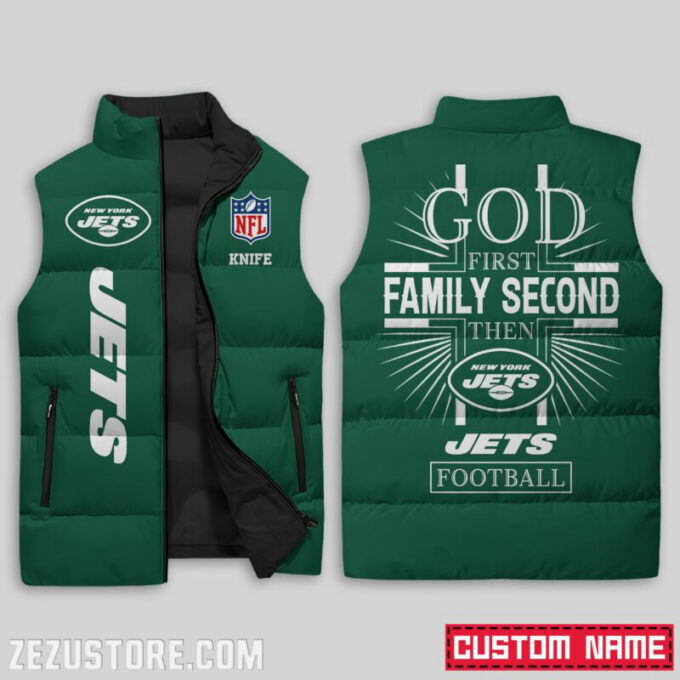 New York Jets NFL Sleeveless Puffer Jacket Custom For Fans Gifts