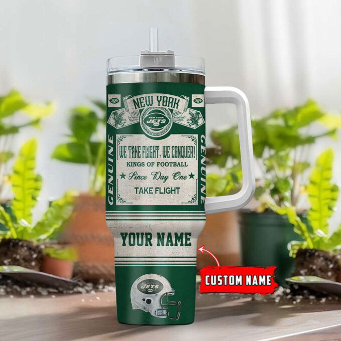 New York Jets NFL Vintage King Of Football Custom Name 40oz Stanley Tumbler Gift for Fans