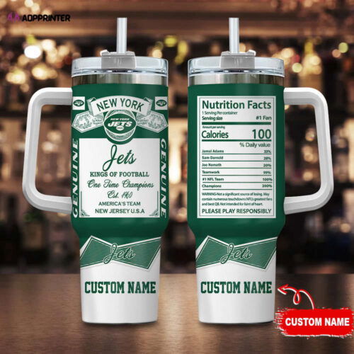 Cart 4 New York Jets Personalized NFL Nutrition Facts 40oz Stanley Tumbler Gift for Fans