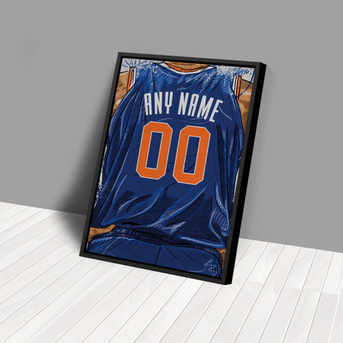 New York Knicks Jersey Personalized Jersey NBA Custom Name and Number Canvas Wall Art Home Decor Framed Poster Man Cave Gift