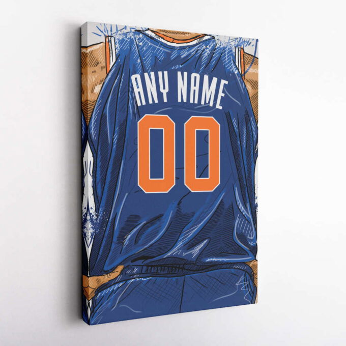New York Knicks Jersey Personalized Jersey NBA Custom Name and Number Canvas Wall Art Home Decor Framed Poster Man Cave Gift