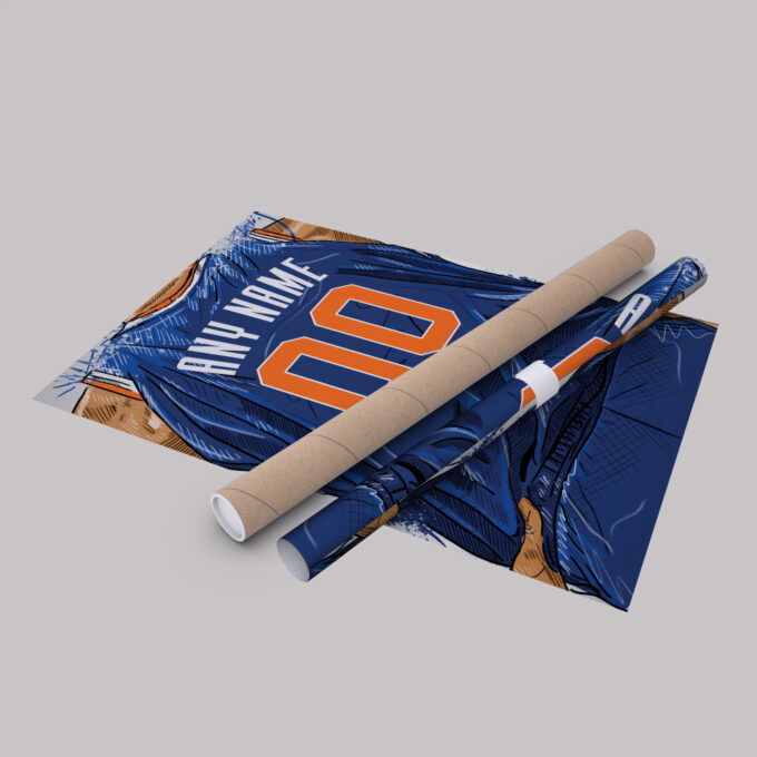 New York Knicks Jersey Personalized Jersey NBA Custom Name and Number Canvas Wall Art Home Decor Framed Poster Man Cave Gift