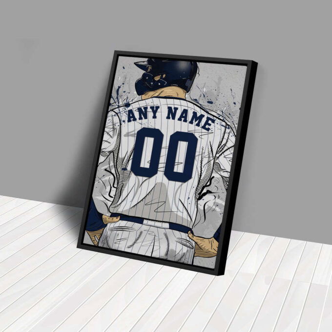 New York Yankees Jersey MLB Personalized Jersey Custom Name and Number Canvas Wall Art Home Decor Framed Poster Man Cave Gift