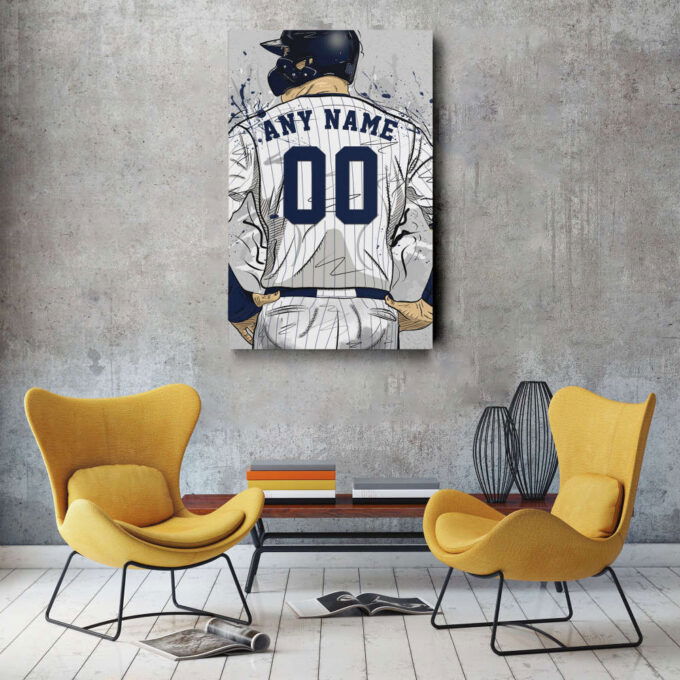 New York Yankees Jersey MLB Personalized Jersey Custom Name and Number Canvas Wall Art Home Decor Framed Poster Man Cave Gift