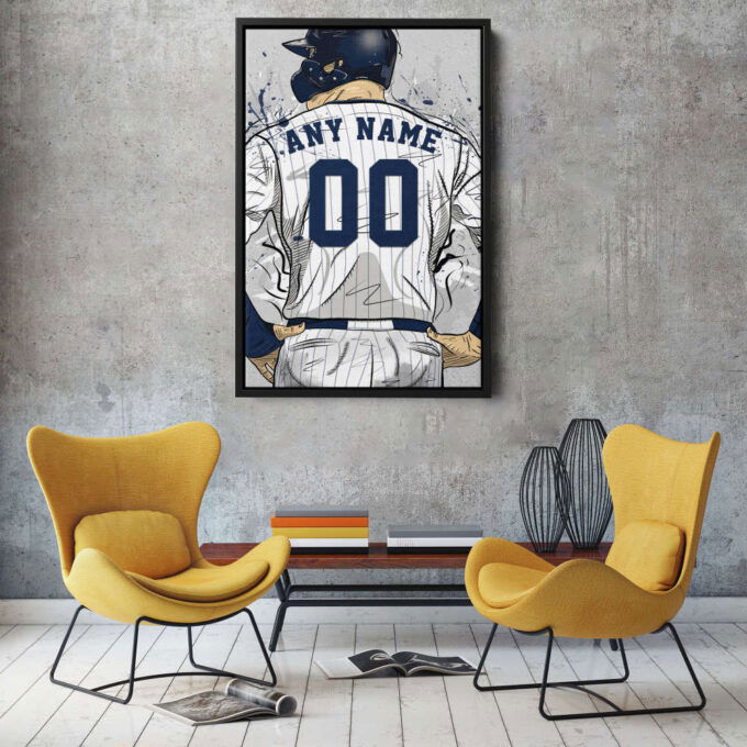 New York Yankees Jersey MLB Personalized Jersey Custom Name and Number Canvas Wall Art Home Decor Framed Poster Man Cave Gift