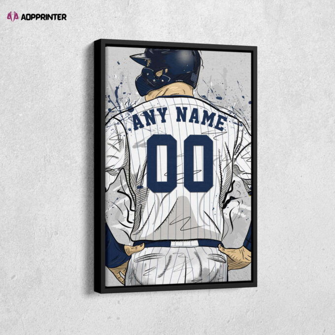 New York Yankees Jersey MLB Personalized Jersey Custom Name and Number Canvas Wall Art Home Decor Framed Poster Man Cave Gift