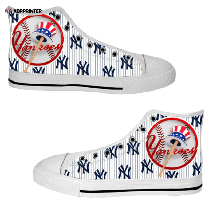 New York Yankees MLB Baseball Custom Canvas High Top Shoes
