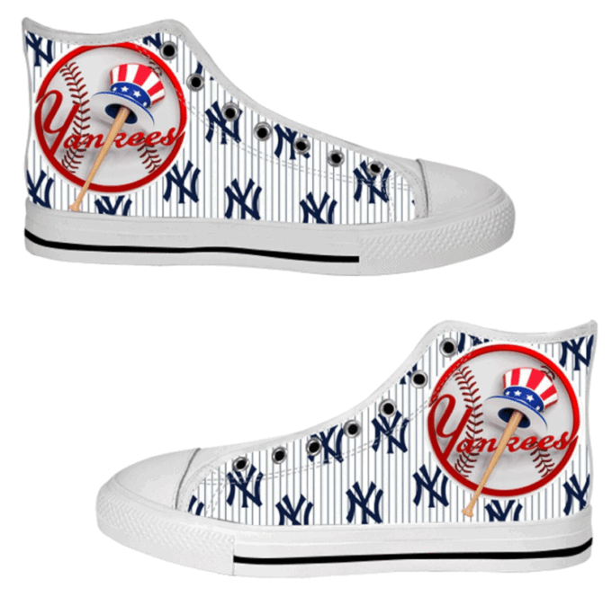 New York Yankees MLB Baseball Custom Canvas High Top Shoes