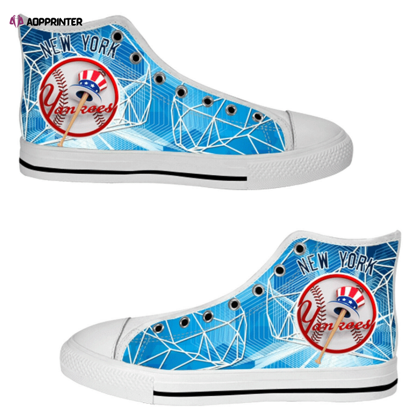 New York Yankees MLB Baseball Custom Canvas High Top Shoes New York Yankees MLB Baseball Custom Canvas High Top Shoes