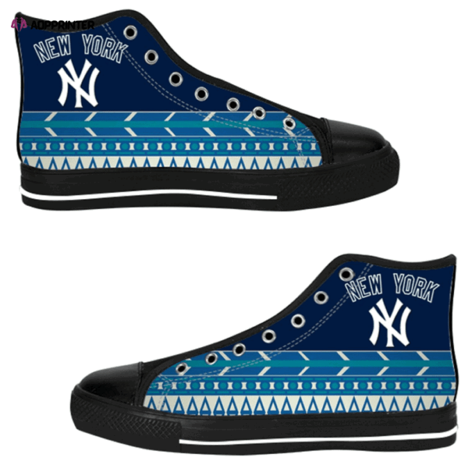 New York Yankees MLB Baseball Custom Canvas High Top Shoes