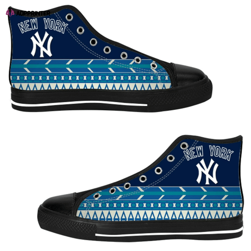 New York Yankees MLB Baseball Custom Canvas High Top Shoes New York Yankees MLB Baseball Custom Canvas High Top Shoes