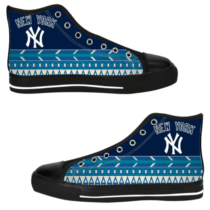 New York Yankees MLB Baseball Custom Canvas High Top Shoes