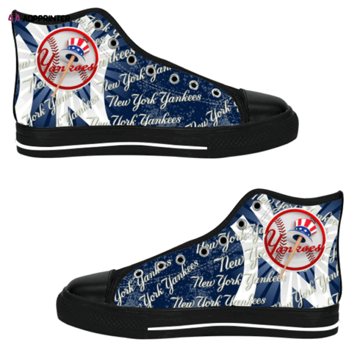 New York Yankees MLB Baseball Custom Canvas High Top Shoes