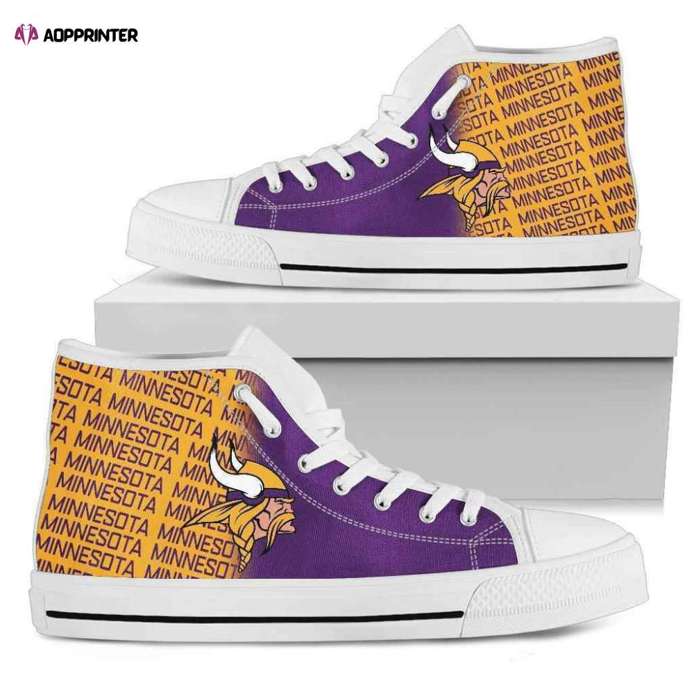 Nfl Minnesota Vikings Custom Canvas High Top Shoes Nfl Minnesota Vikings Custom Canvas High Top Shoes