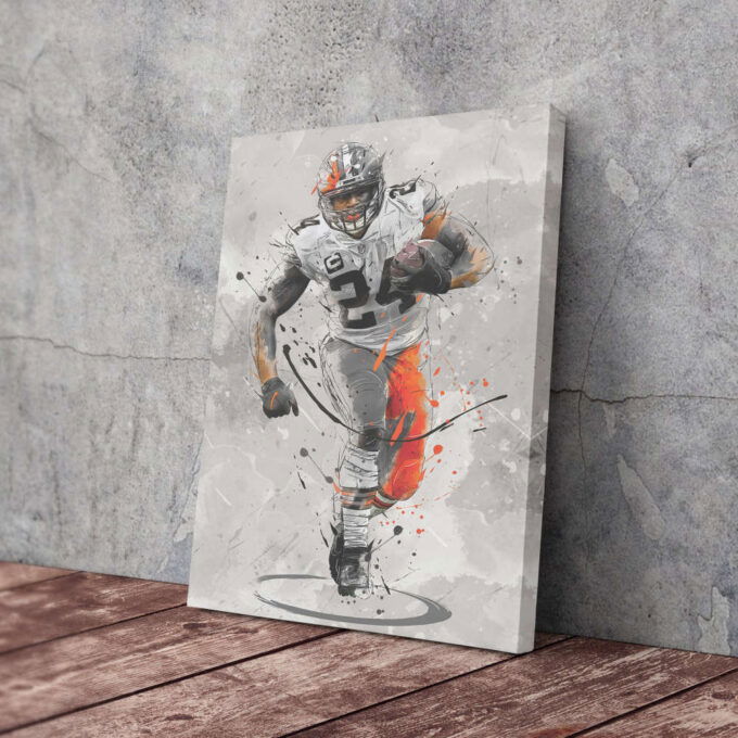 Nick Chubb Poster Cleveland Browns NFL Canvas Wall Art Home Decor Framed Poster Man Cave Gift