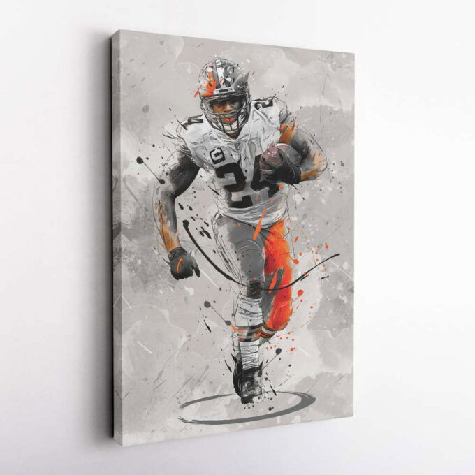 Nick Chubb Poster Cleveland Browns NFL Canvas Wall Art Home Decor Framed Poster Man Cave Gift