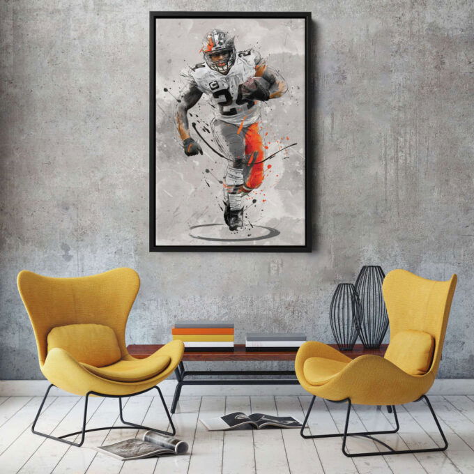 Nick Chubb Poster Cleveland Browns NFL Canvas Wall Art Home Decor Framed Poster Man Cave Gift