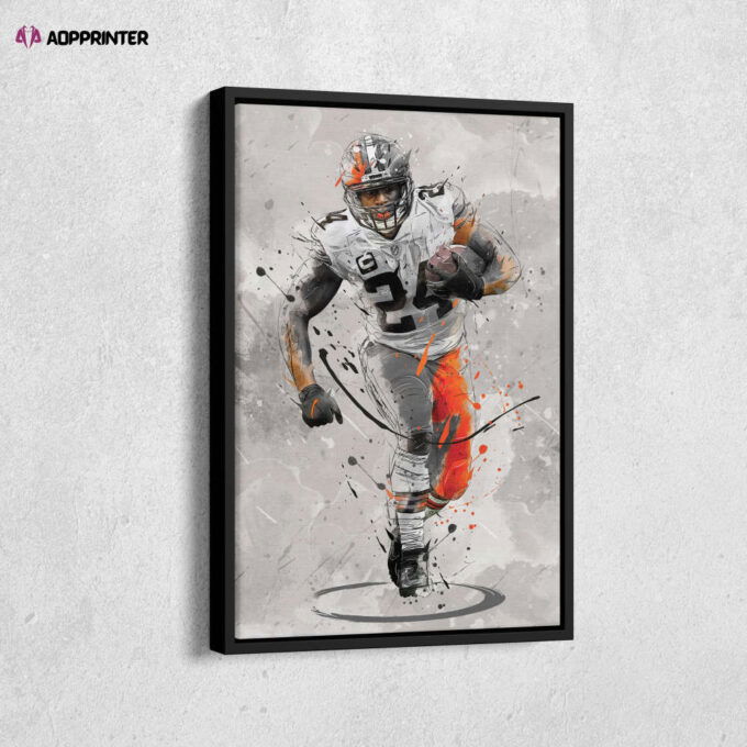 Nick Chubb Poster Cleveland Browns NFL Canvas Wall Art Home Decor Framed Poster Man Cave Gift