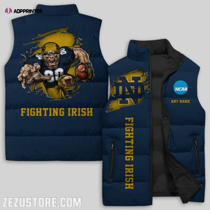 Notre Dame Fighting Irish Sleeveless Puffer Jacket Custom For Fans Gifts