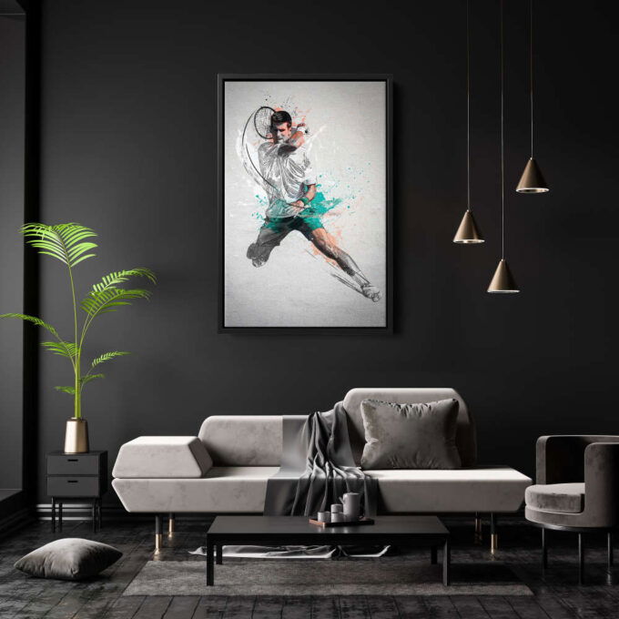 Novak Djokovic Poster Tennis Framed Wall Art Home Decor Hand Made Canvas Print Artwork