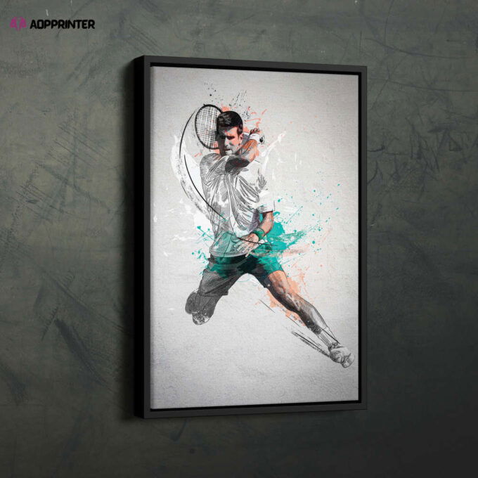 Novak Djokovic Poster Tennis Framed Wall Art Home Decor Hand Made Canvas Print Artwork
