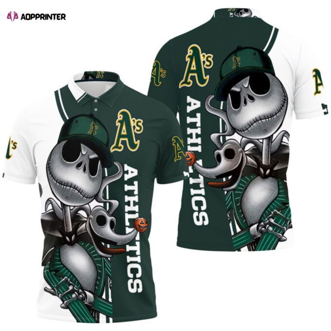 Oakland Athletics Jack Skellington And Zero Polo Shirt