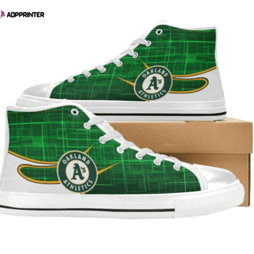 Cart 3 Oakland Athletics MLB Baseball Custom Canvas High Top Shoes