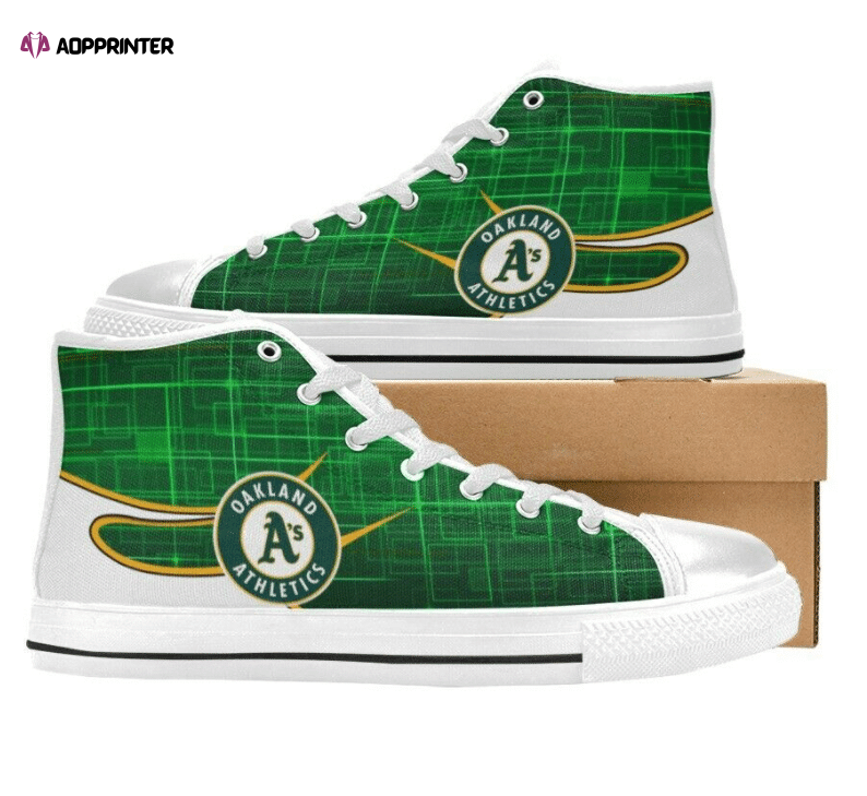 Oakland Athletics MLB Baseball Custom Canvas High Top Shoes Oakland Athletics MLB Baseball Custom Canvas High Top Shoes
