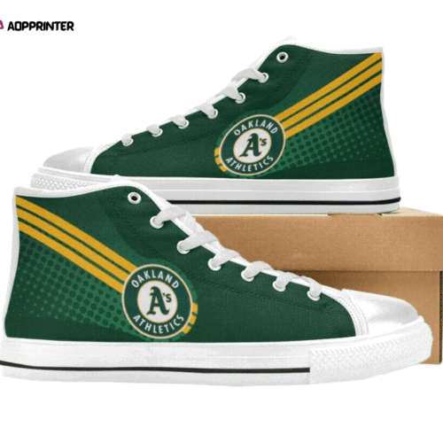 Cart 2 Oakland Athletics MLB Baseball Custom Canvas High Top Shoes