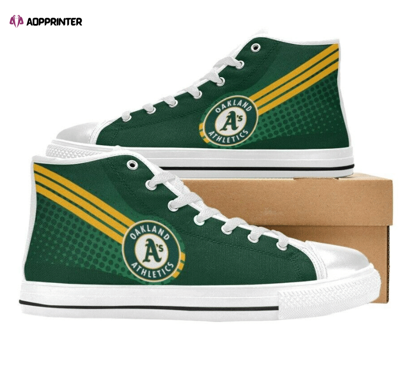 Oakland Athletics MLB Baseball Custom Canvas High Top Shoes Oakland Athletics MLB Baseball Custom Canvas High Top Shoes