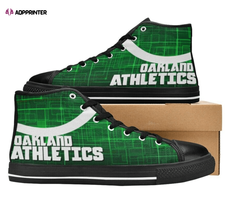 Oakland Athletics MLB Baseball Custom Canvas High Top Shoes Oakland Athletics MLB Baseball Custom Canvas High Top Shoes