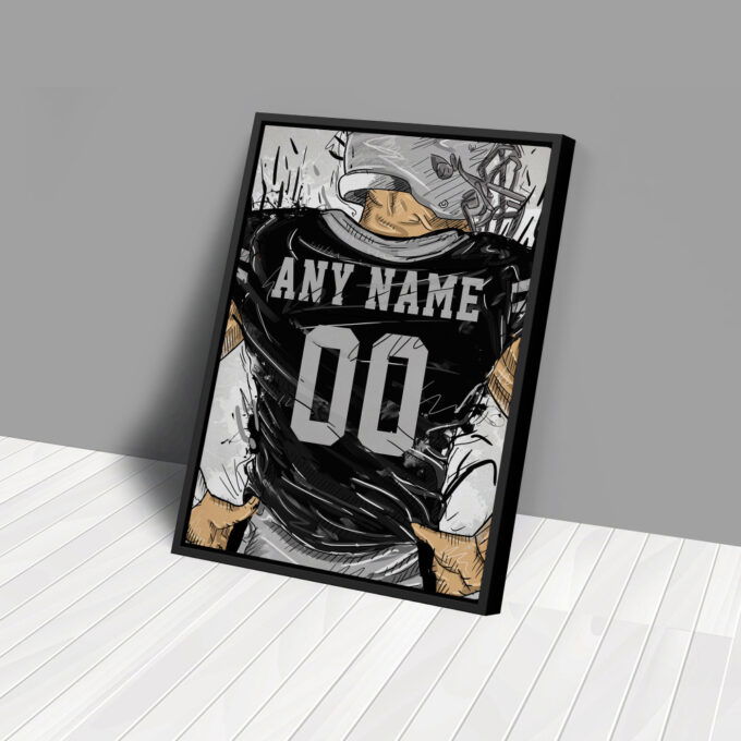 Oakland Raiders Jersey Personalized Jersey NFL Custom Name and Number Canvas Wall Art Home Decor Framed Poster Man Cave Gift
